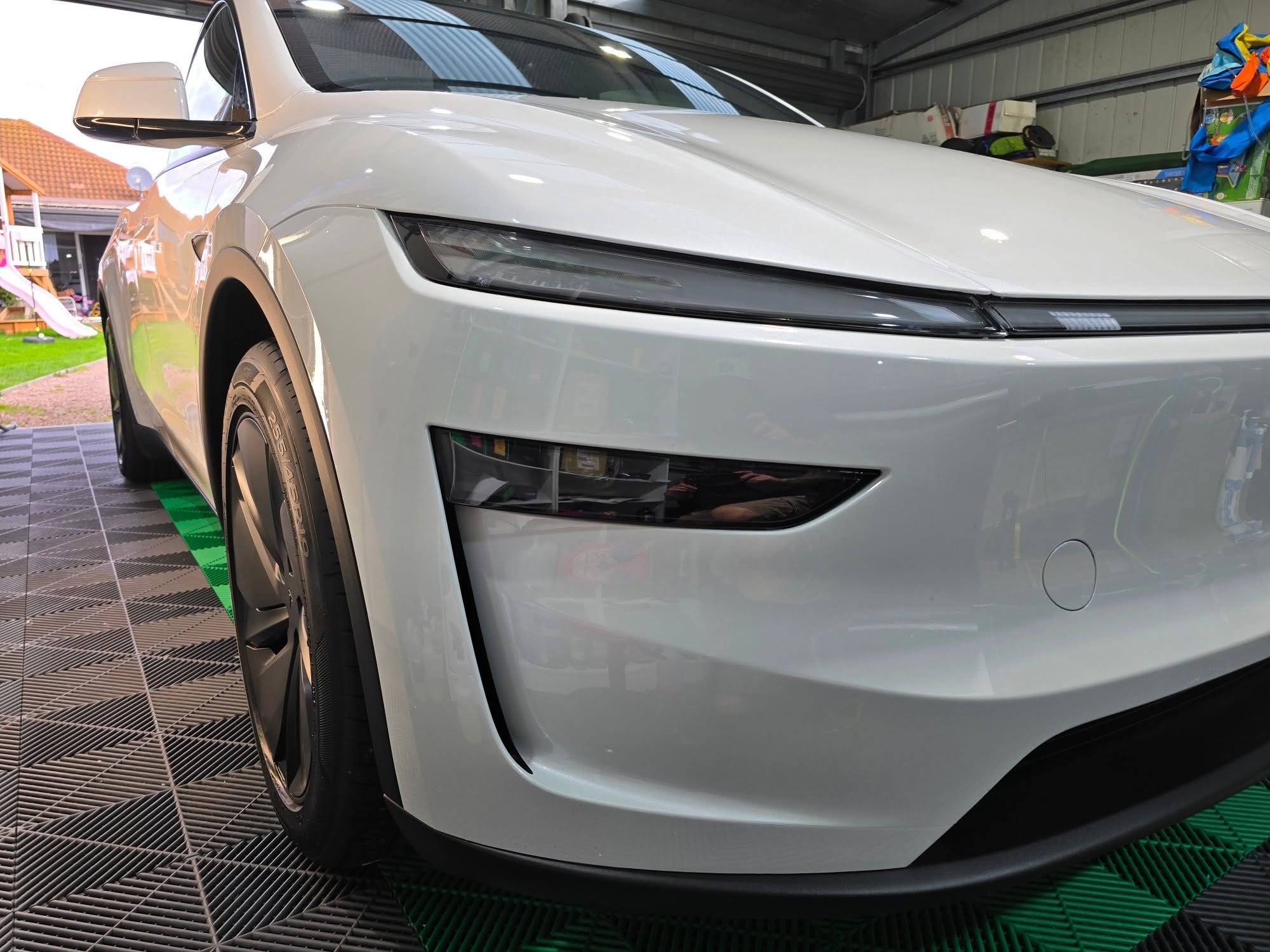 Tesla Model Y headlight close-up
